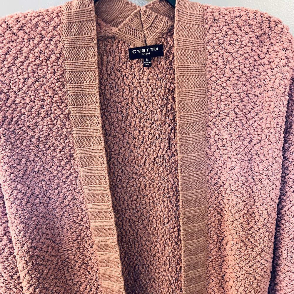 C'est Toi Tricot Open Front Cardigan Sweater Dusty Pink Size Medium๐ - Picture 5 of 7